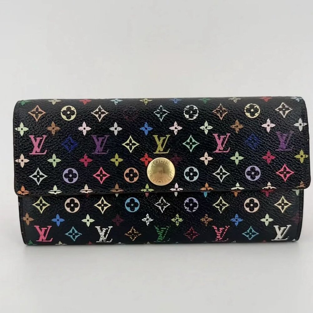 Louis Vuitton  Monogram Multicolor Sarah Wallet Black Bleuet